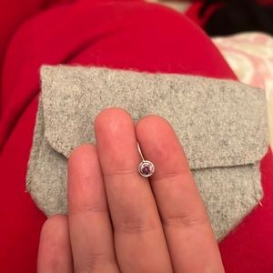 -SNGLE HANGING REAL SILVER EARRING WITH PURPLE STONE, perfect condition 925